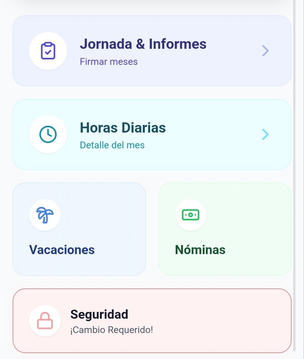 Panel de empleado en la App